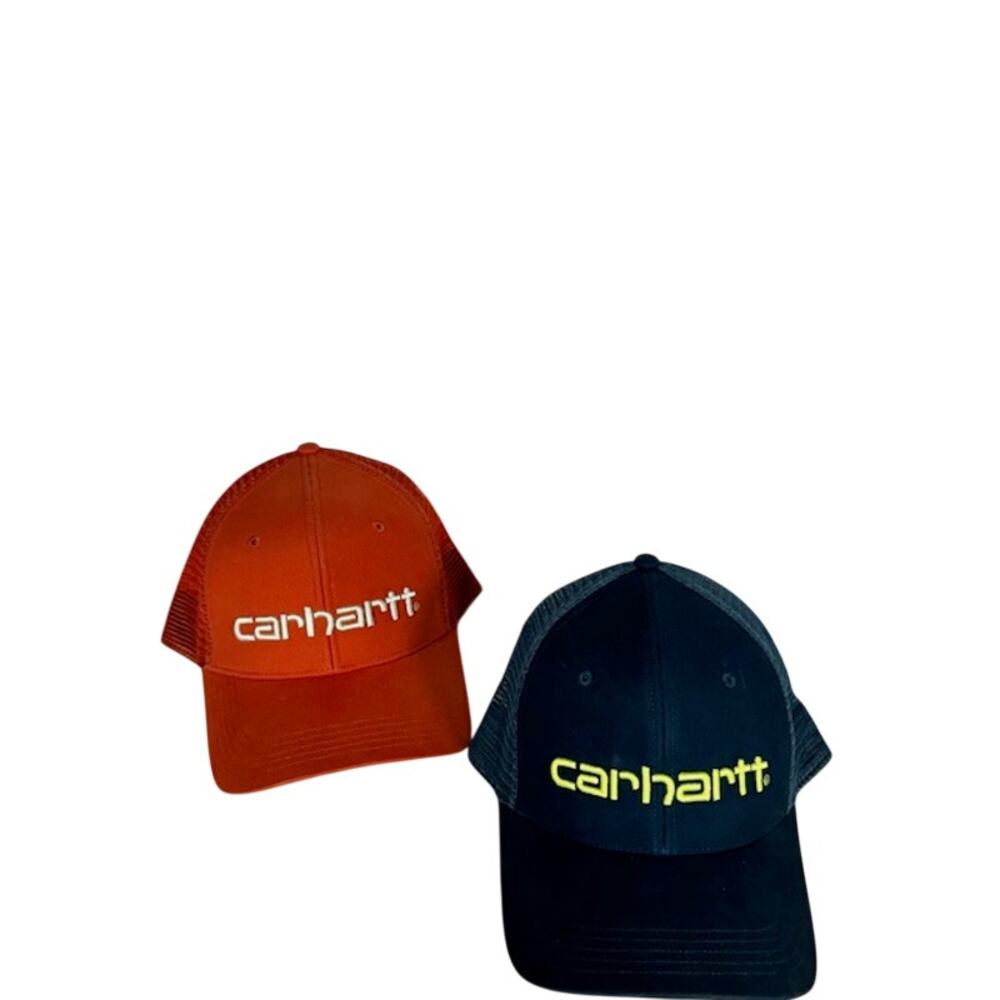 Carhartt Canvas Trucker Mesh Snap Back Hat One Size Adjustable Orange/Teal